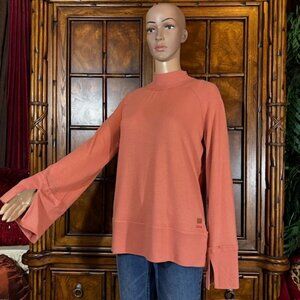 Peace Love World 'Be Good to People' Brush Texture Mock Neck Top